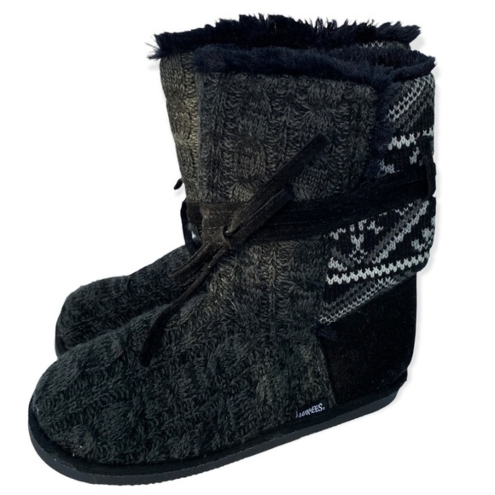 LUK-EES By Muk Luk Woman’s Boots Size 10 Black Faux Fur Faux Suede Slippers